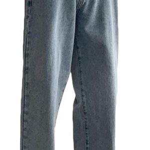Men's Loose Fit Straight Leg Baggy Plain Denim Trousers