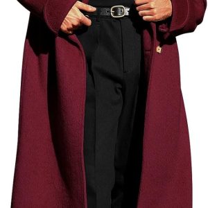 Men's Double Breasted Notched Collar Long Wool Pea Jacket