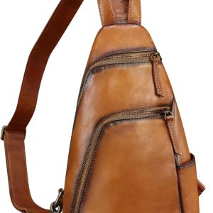 Vintage Leather Shoulder Crossbody Chest Sling Bag