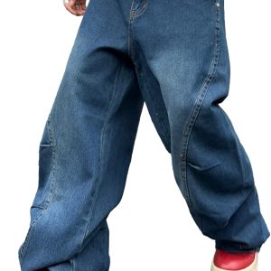 Men's Irregular Sutures Hip Hop Baggy Wide Leg Jeans