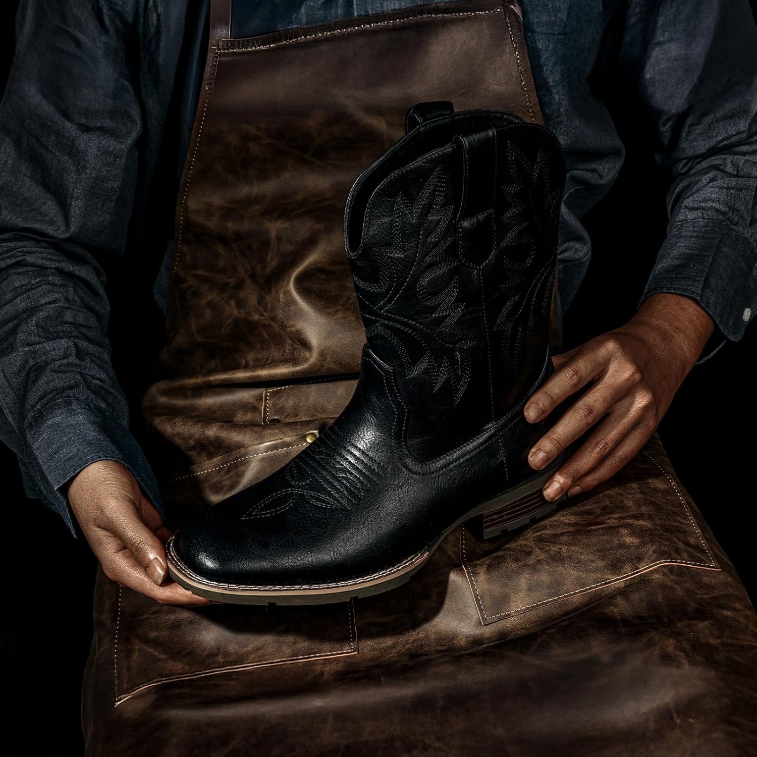 Men's Chunky Heel Slip Resistant Short Country Boots - Image 2