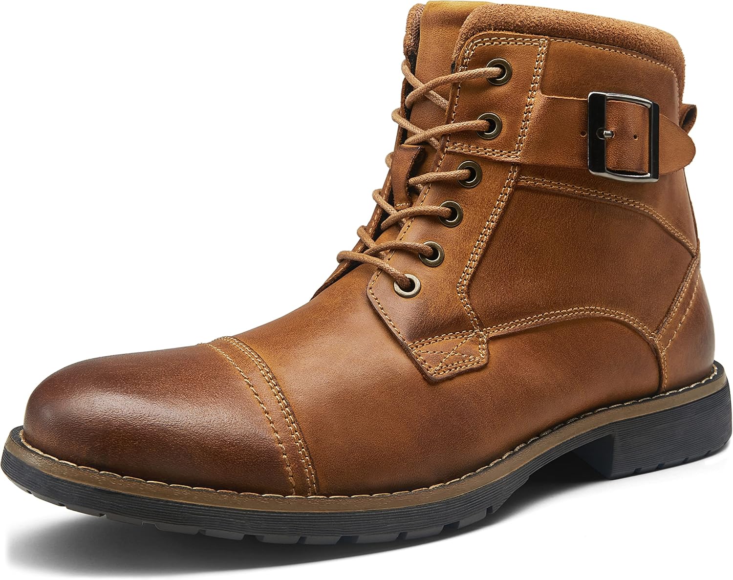 Men's Casual Leather Motorcycle Combat Ankle Boots