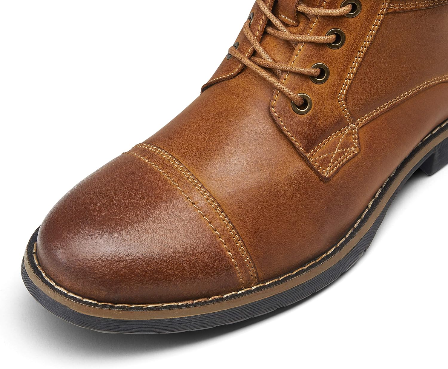 Men's Casual Leather Motorcycle Combat Ankle Boots - Image 2
